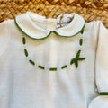 Corredino nascita neonata panna e verde con copertina, completo e accessori coordinati