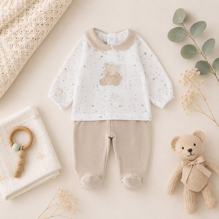 Completo unisex in ciniglia con orsetto