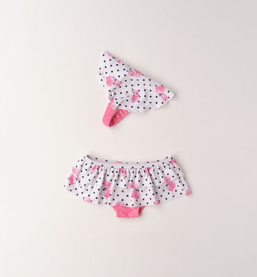 costume bimba con bandana pois e fenicotteri rosa