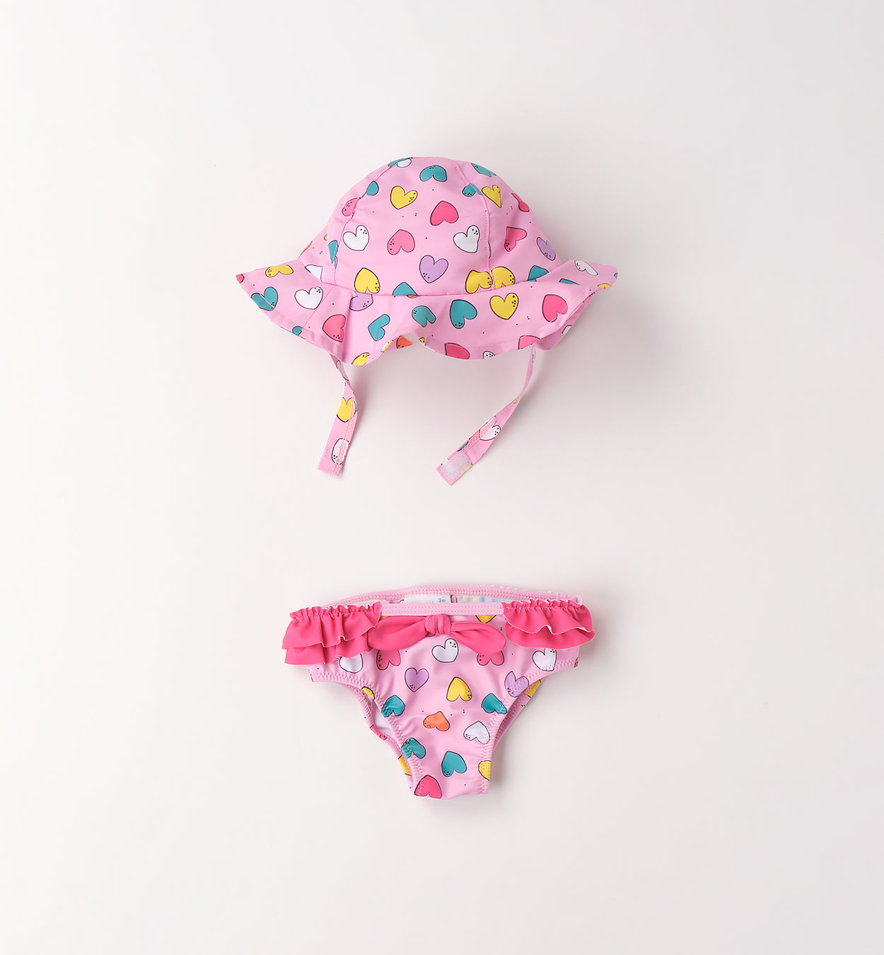 costume bimba rosa fantasia cuori con cappellino coordinato