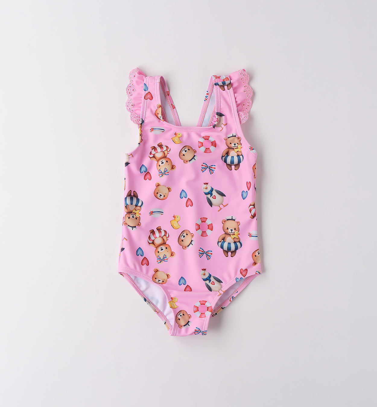 costume intero bimba rosa fantasia orsetti e elementi marini