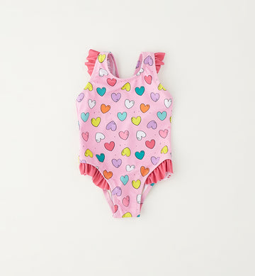costume intero bimba rosa fantasia cuori multicolor