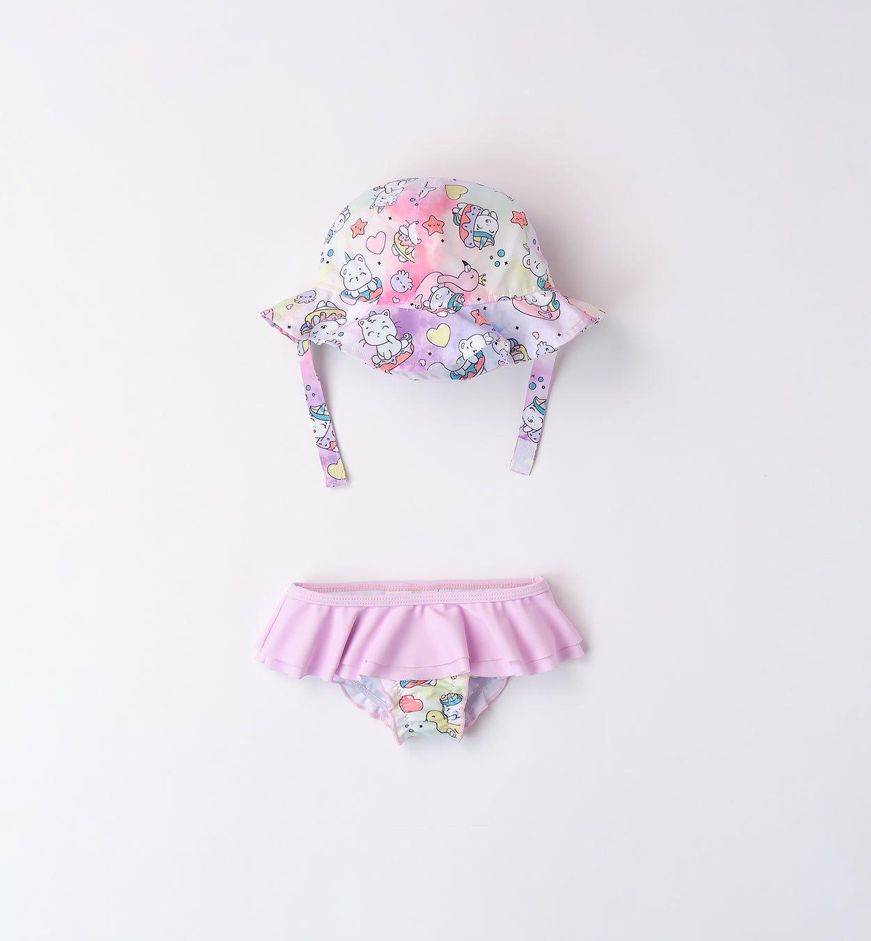  Costume da bagno neonata con gonnellina e cappello fantasia unicorni