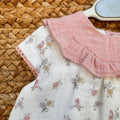 Completo bimba con culotte fantasia floreale e uccellini rosa