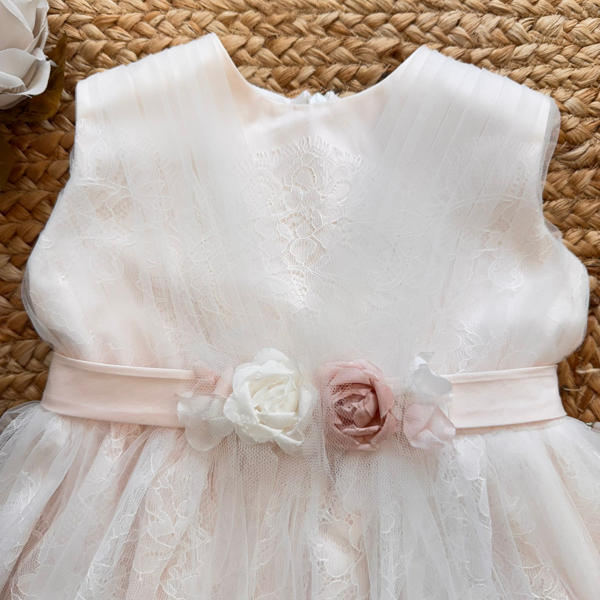 ABITO BATTESIMO BIMBA IN PIZZO E TULLE
