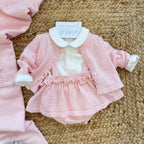 Set nascita neonata rosa in caldo cotone con gonnellina e cuore