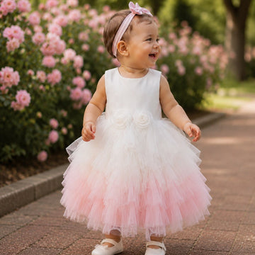 Abito da bambina in tulle sfumato rosa