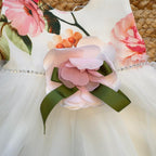 ABITO BIANCO BAMBINA FIORI E TULLE