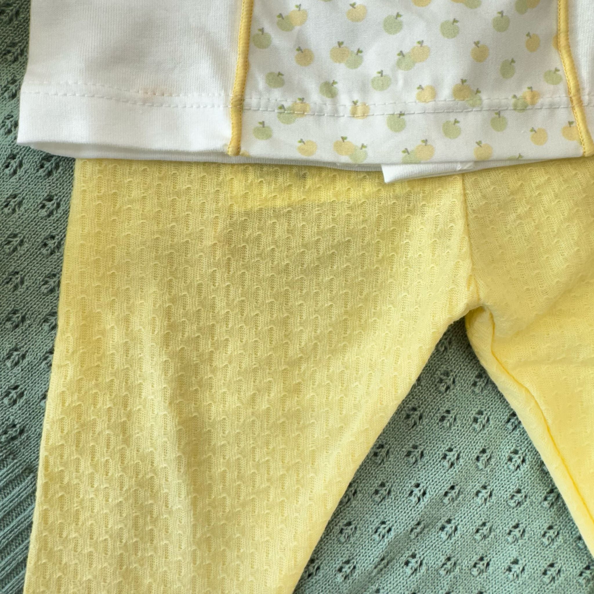 COMPLETO NASCITA NEONATA IN COTONE BIANCO E GIALLO