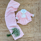Set nascita neonata rosa in caldo cotone con gonnellina e cuore
