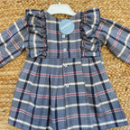 Vestito a quadri con fiocco blu