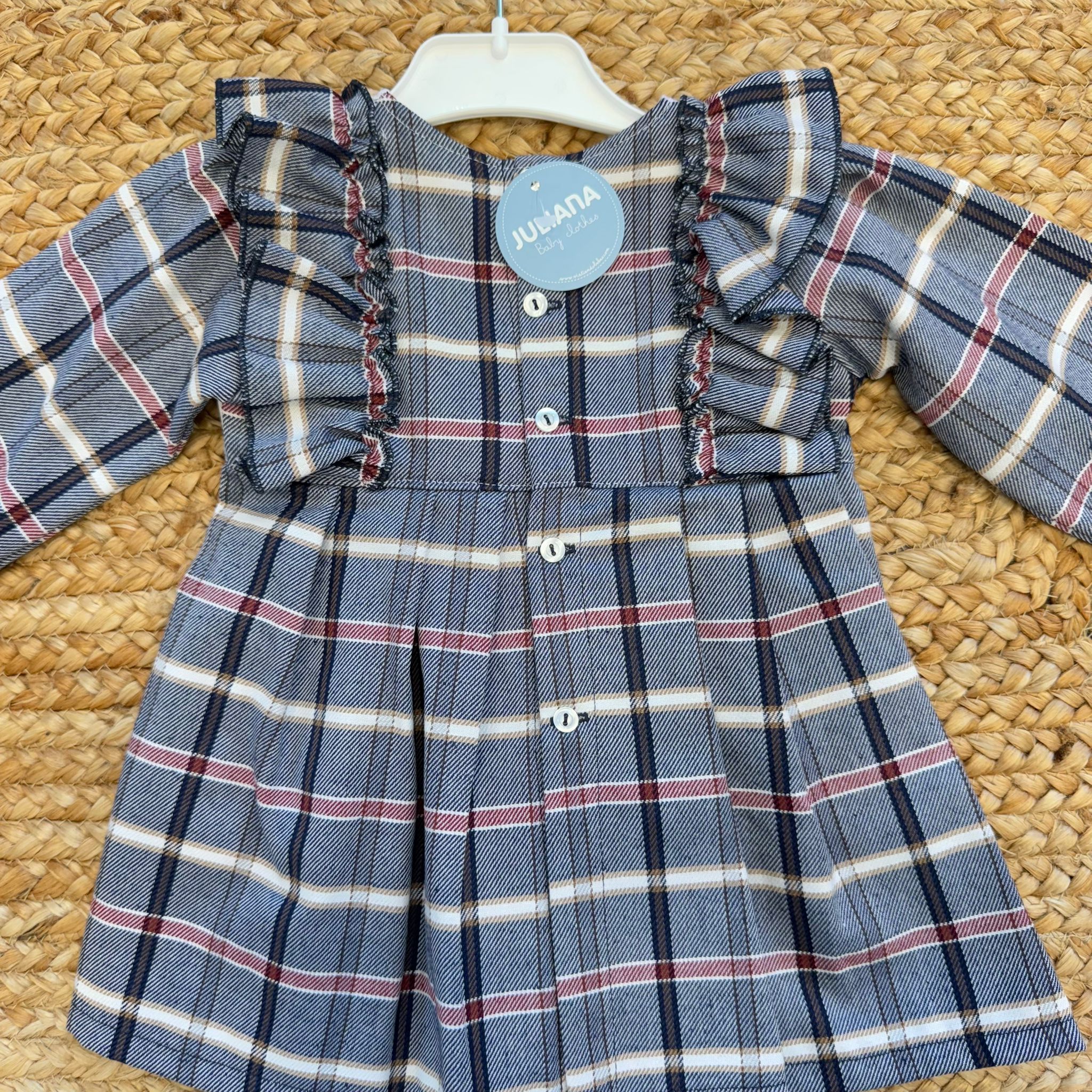 Vestito a quadri con fiocco blu