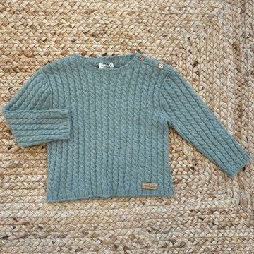 Maglioncino bimbo verde salvia in lana merino e cashmere