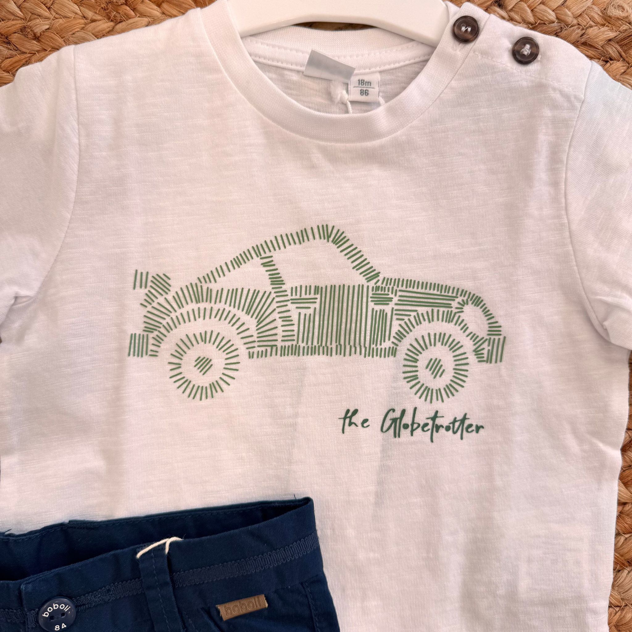COMPLETO LOOK GLOBETROTTER BLU E BIANCO