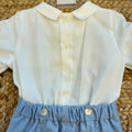 Completo battesimo bimbo azzurro polvere e bianco con papillon