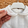 Completo battesimo bimbo bianco elegante con colletto sartoriale