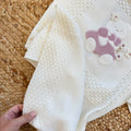 Uscita clinica neonata in pura lana latte e rosa con completo, copertina, cappellino e scarpine