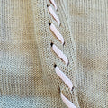 Uscita clinica neonata in lana merino tortora e rosa con copertina e completo coordinato