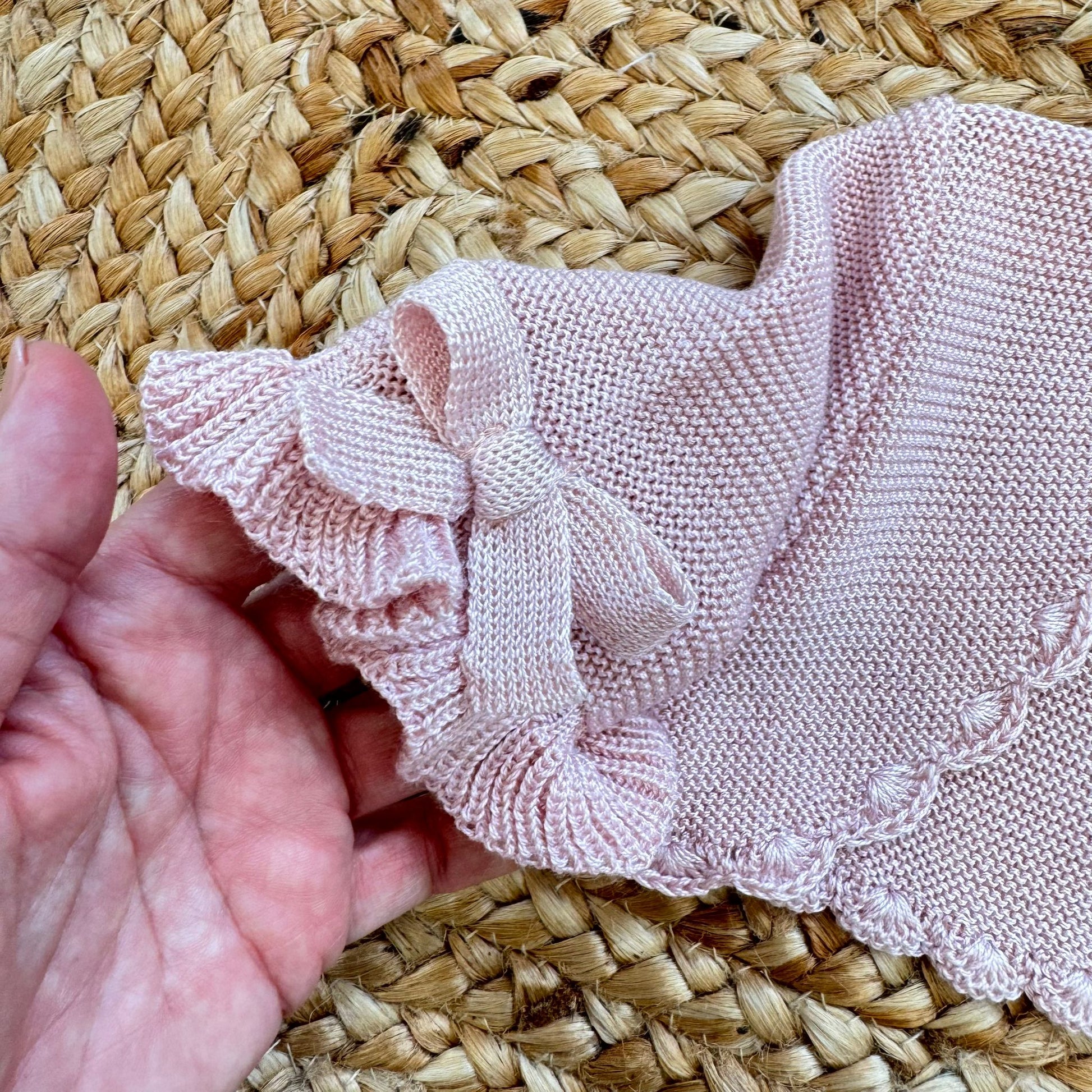 coprispalle battesimo bambina dettaglio fiocco rosa