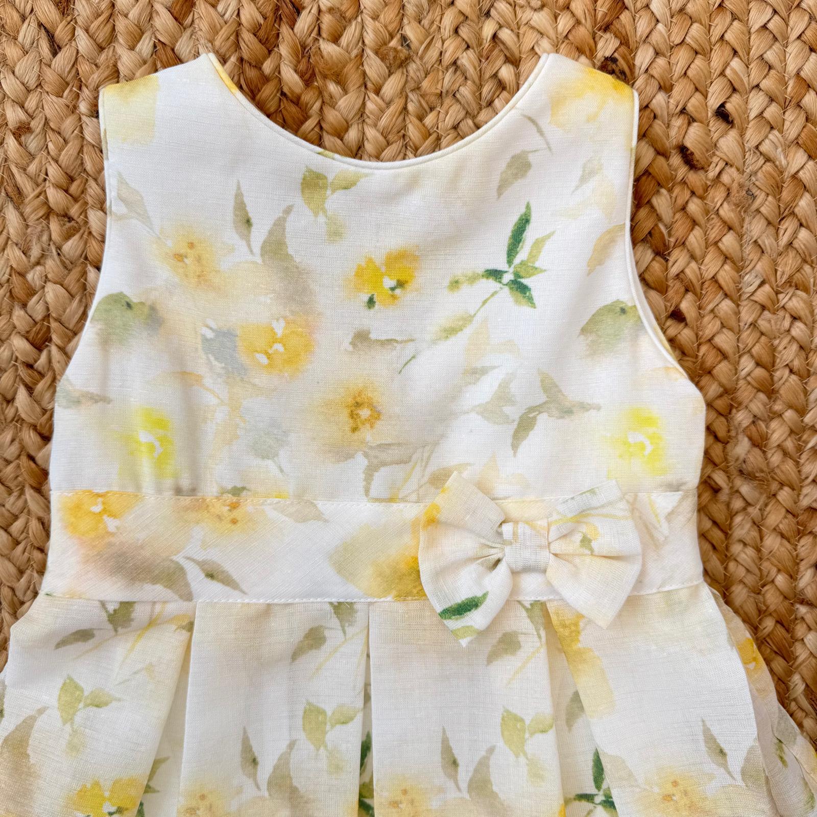 dettaglio fiocco vita abito bambina giallo
