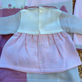 Copertina neonata in pura lana rosa, latte e beige con coordinato nascita Made in Italy.