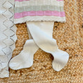 Completo nascita neonata Juliana panna con righe rosa e verde salvia