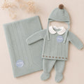 set nascita neonato verde menta Juliana con copertina completino e cappellino