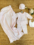 Completo nascita neonata rosa con copertina e accessori