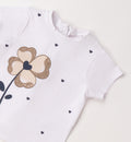 Dettaglio maglia bimba con applicazione fiore elegante