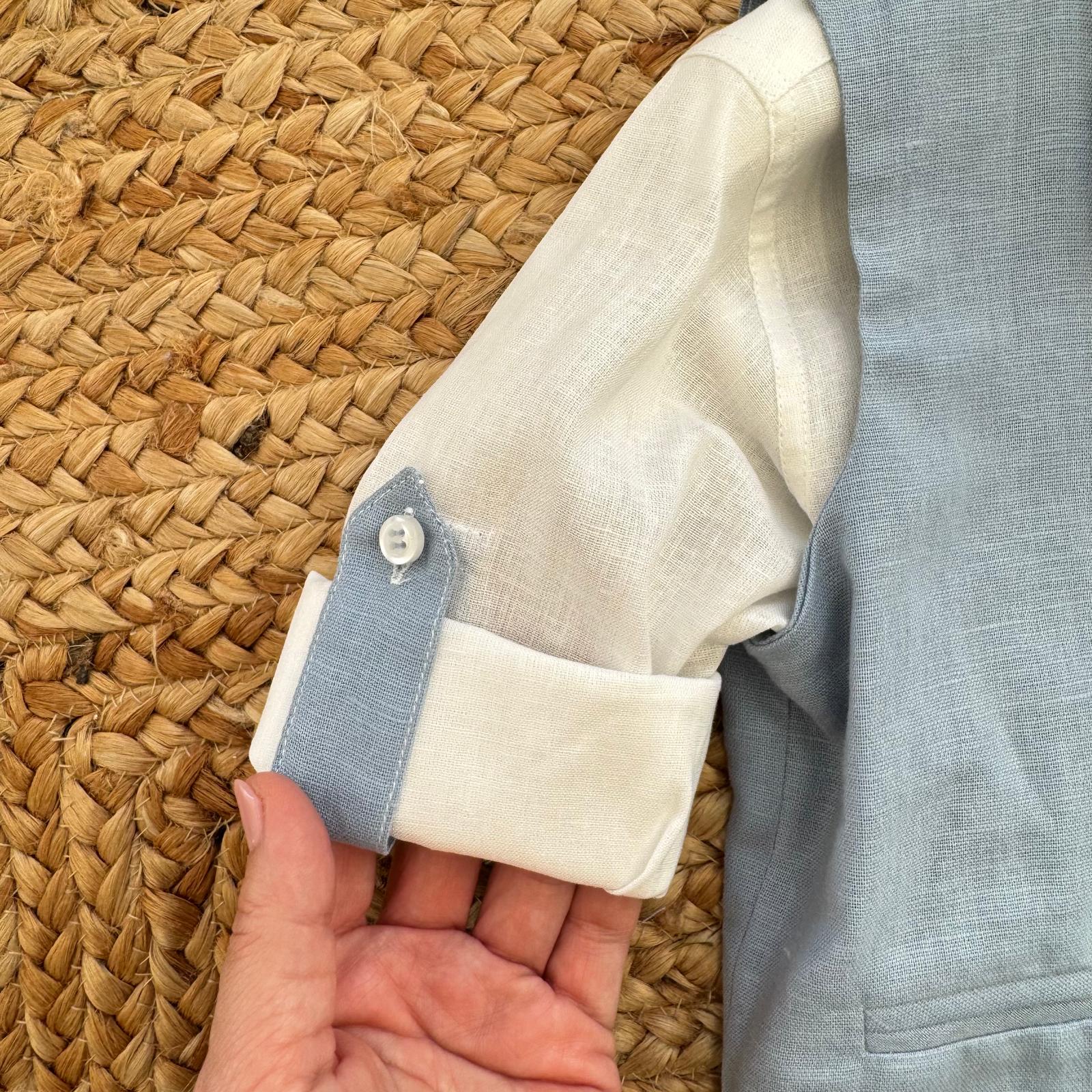 dettaglio manica camicia panna completo bimbo elegante