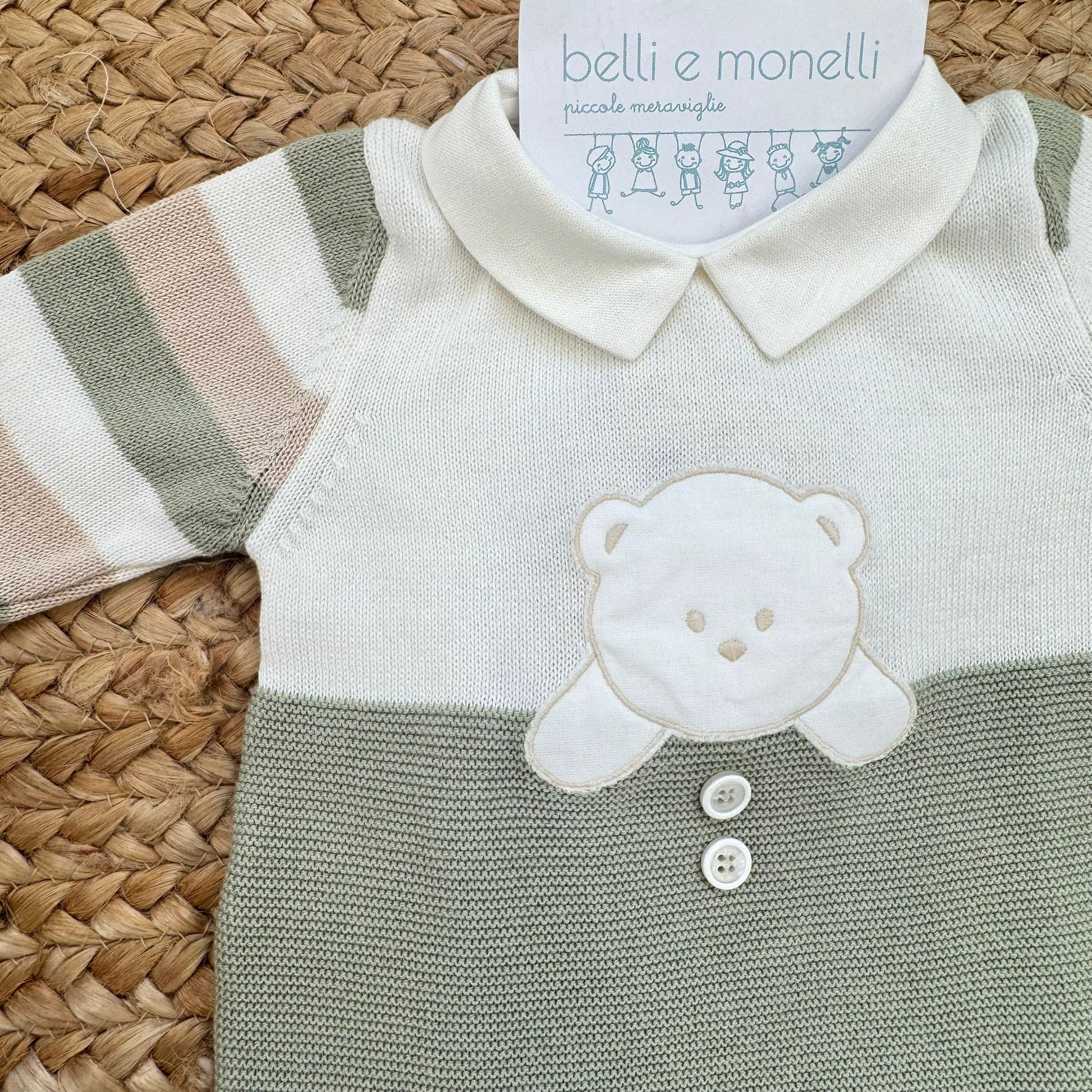 dettaglio manica rigata set nascita neonato cotone