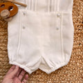 Pagliaccetto battesimo bimbo bianco in cotone e lino con colletto sartoriale