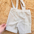 dettaglio papillon beige e bianco completo battesimo bimbo