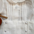Pagliaccetto battesimo bimbo bianco in cotone e lino con colletto sartoriale