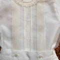 Completo battesimo bimbo bianco con dettagli panna e pizzo elegante