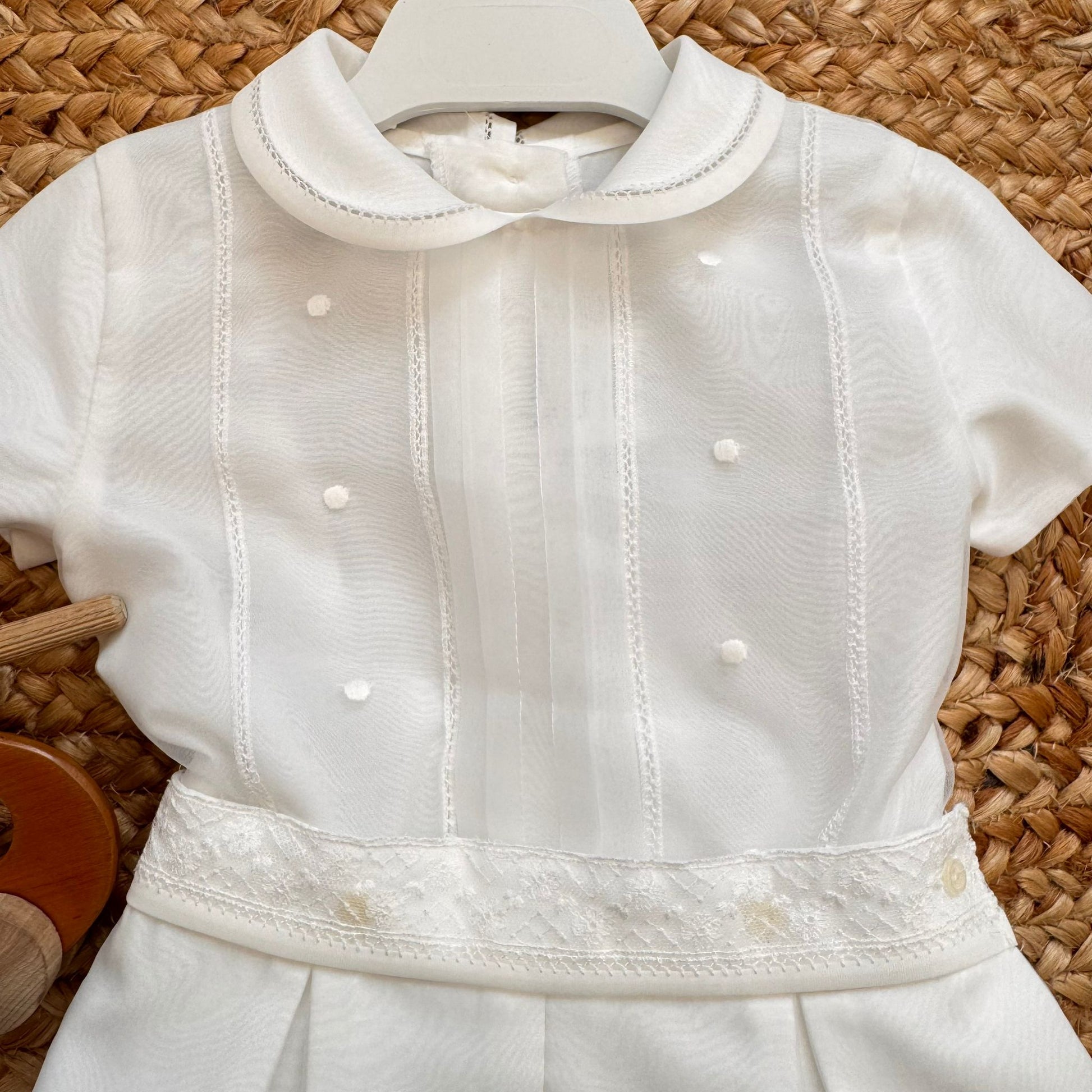 Completo battesimo bimbo bianco elegante con colletto sartoriale
