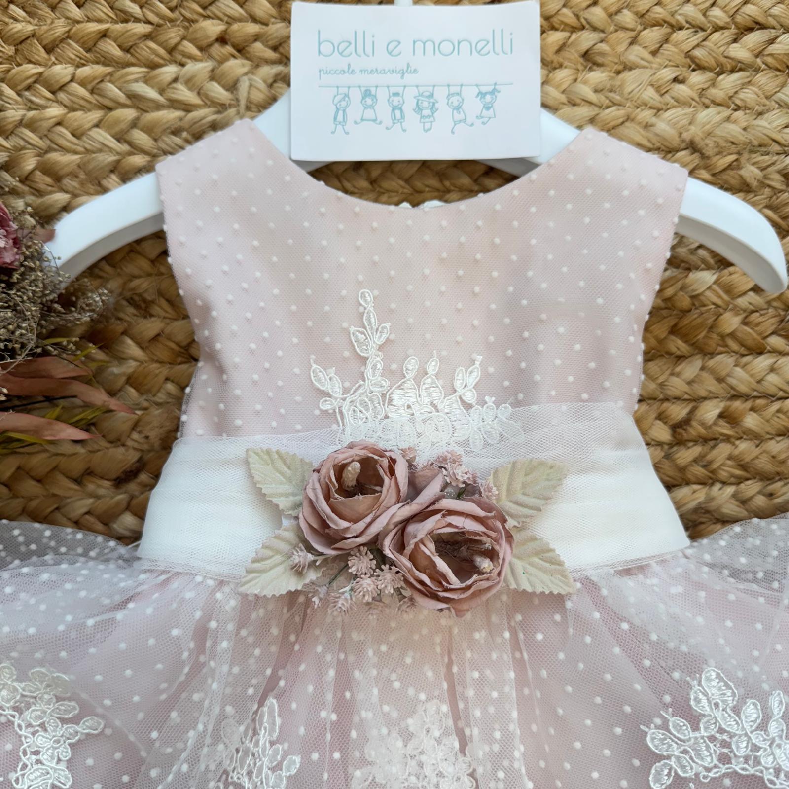 balze in tulle rosa con pizzo ricamato