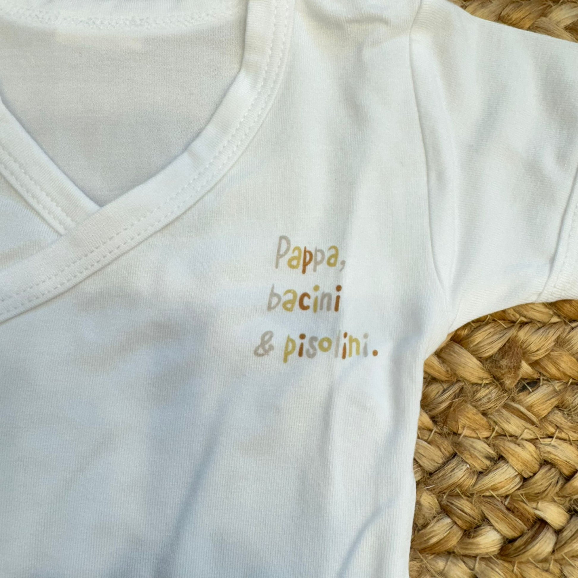 Dettaglio scritta decorativa body prima nascita