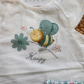 dettaglio t-shirt bimba stampa ape su fiore cotone