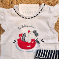 dettaglio t-shirt bimba stampa dolce stile mare