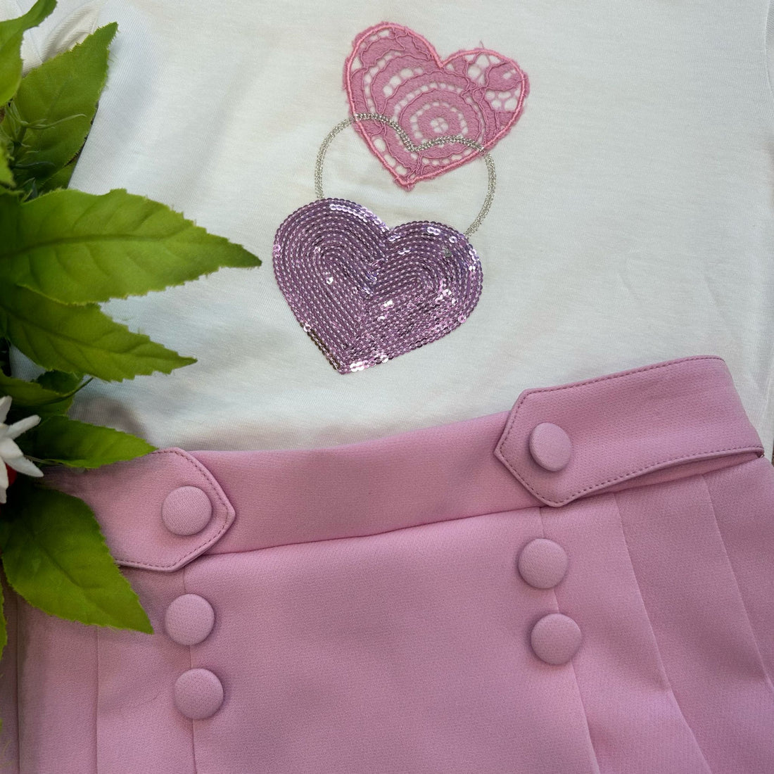 completo bambina t-shirt e pantagonna rosa