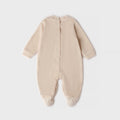 Retro tutina neonata beige in ciniglia con piedini e apertura con bottoncini