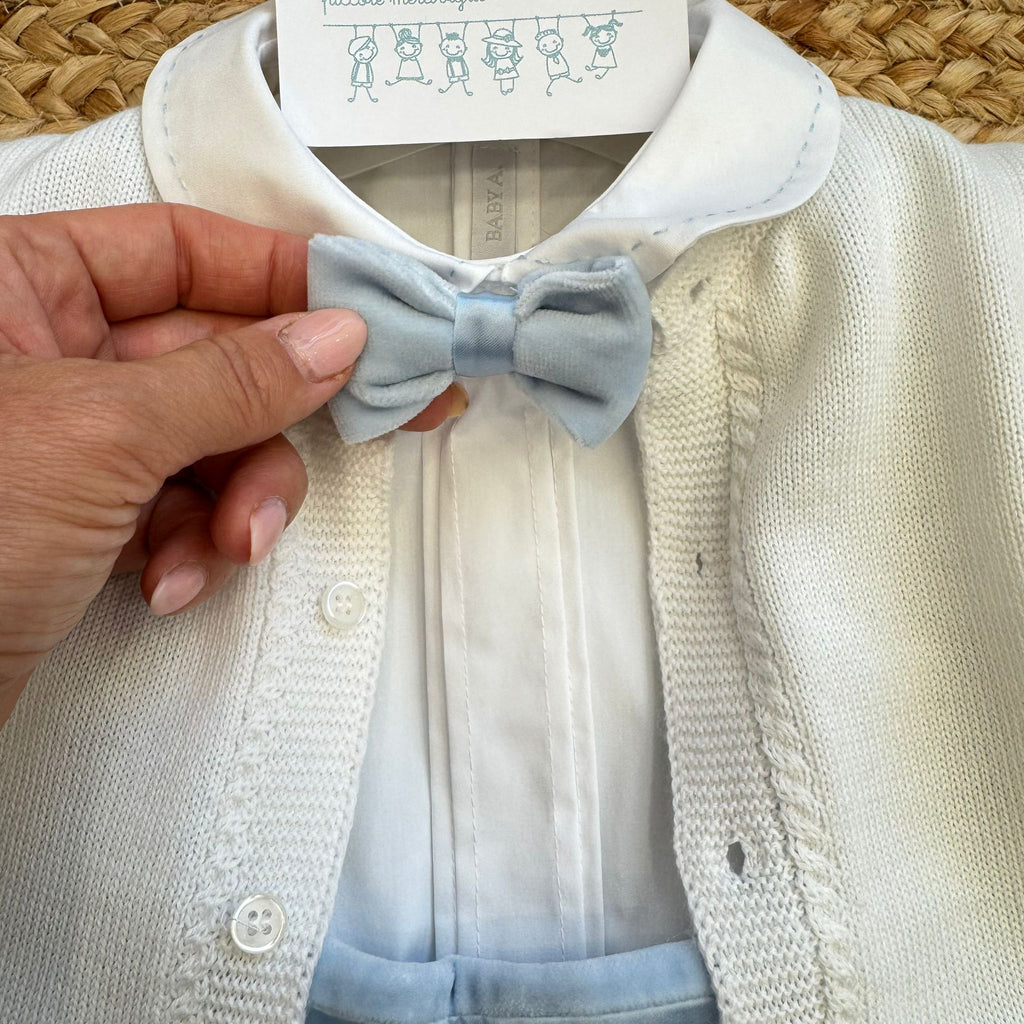 dettaglio papillon velluto azzurro
