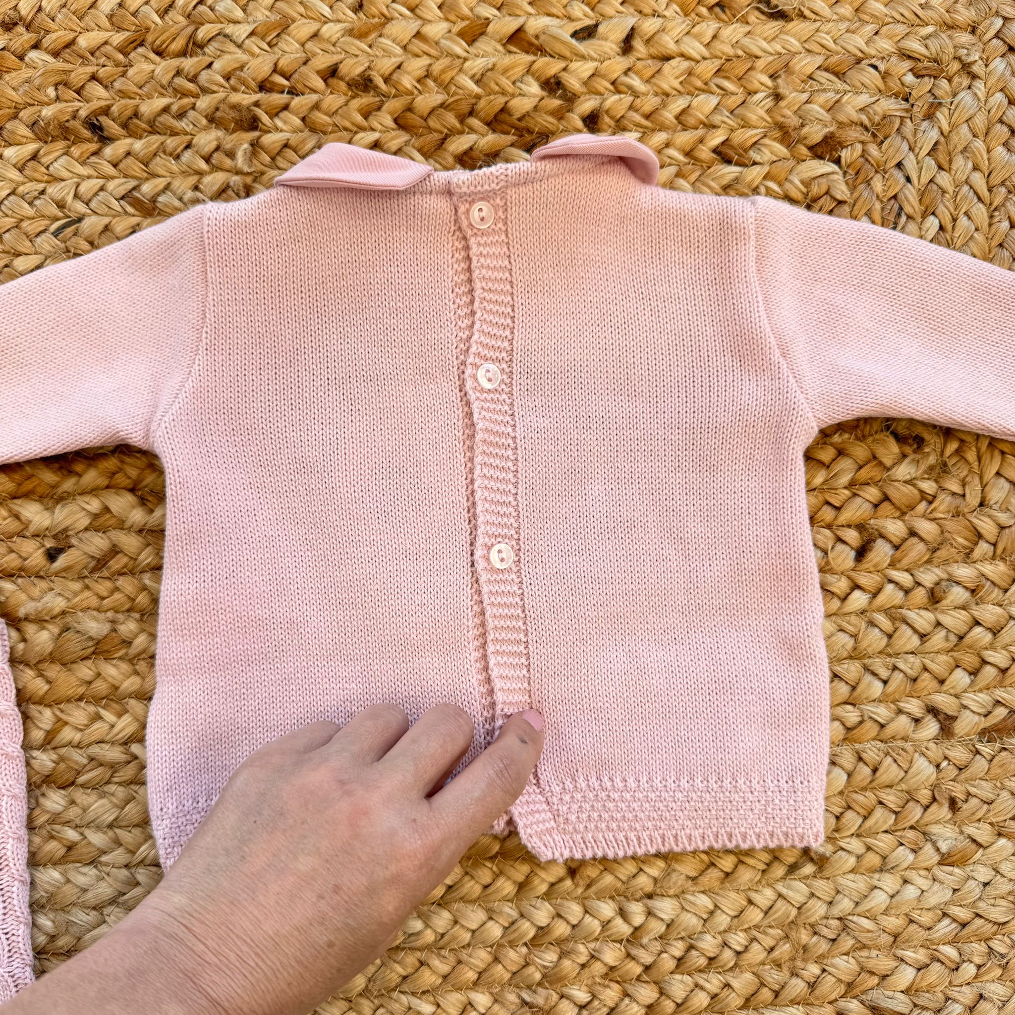 COMPLETO ROSA NEONATA CON CUORE RICAMATO E COLLETTO/NUOVA COLLEZIONE