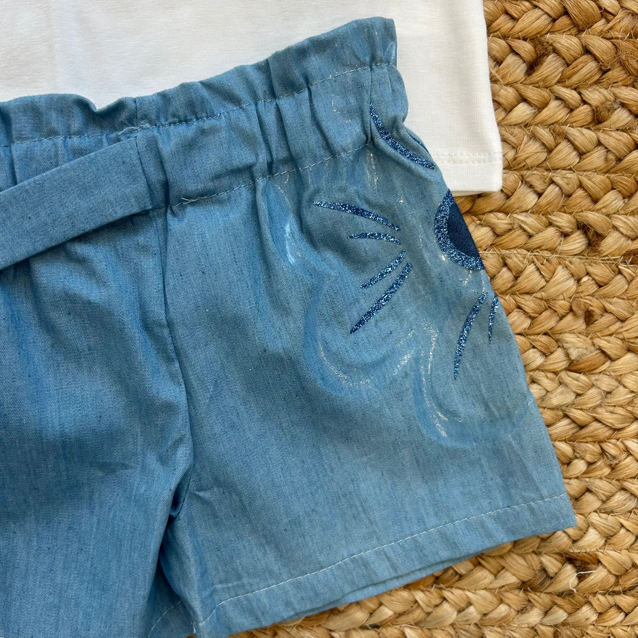 COMPLETO "CHE CUORE SEI?" CON SHORTS DENIM