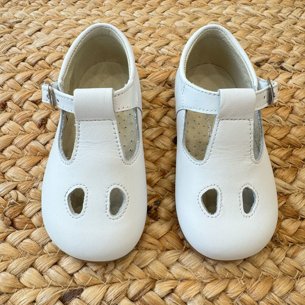 SCARPINE BATTESIMO BIMBO –IN PELLE BIANCA TRAFORATA