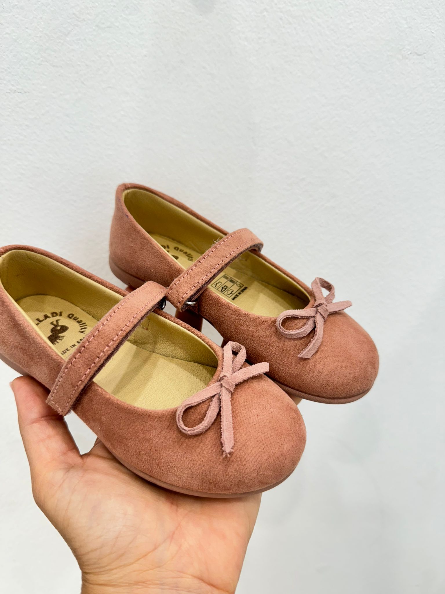 Scarpine bambina velluto rosa antico con fiocco