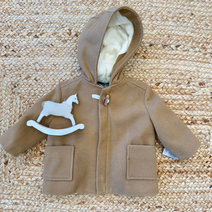 Cappottino bimbo cammello con cappuccio
