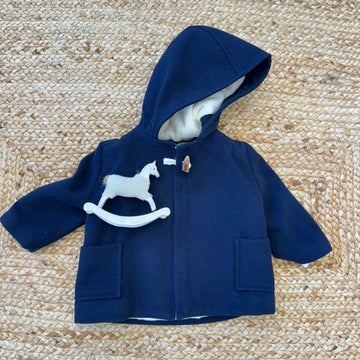 Cappottino bimbo in lana cammello con cappuccio