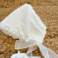 Abito battesimo bimba bianco avorio con smock, pizzo e cuffietta